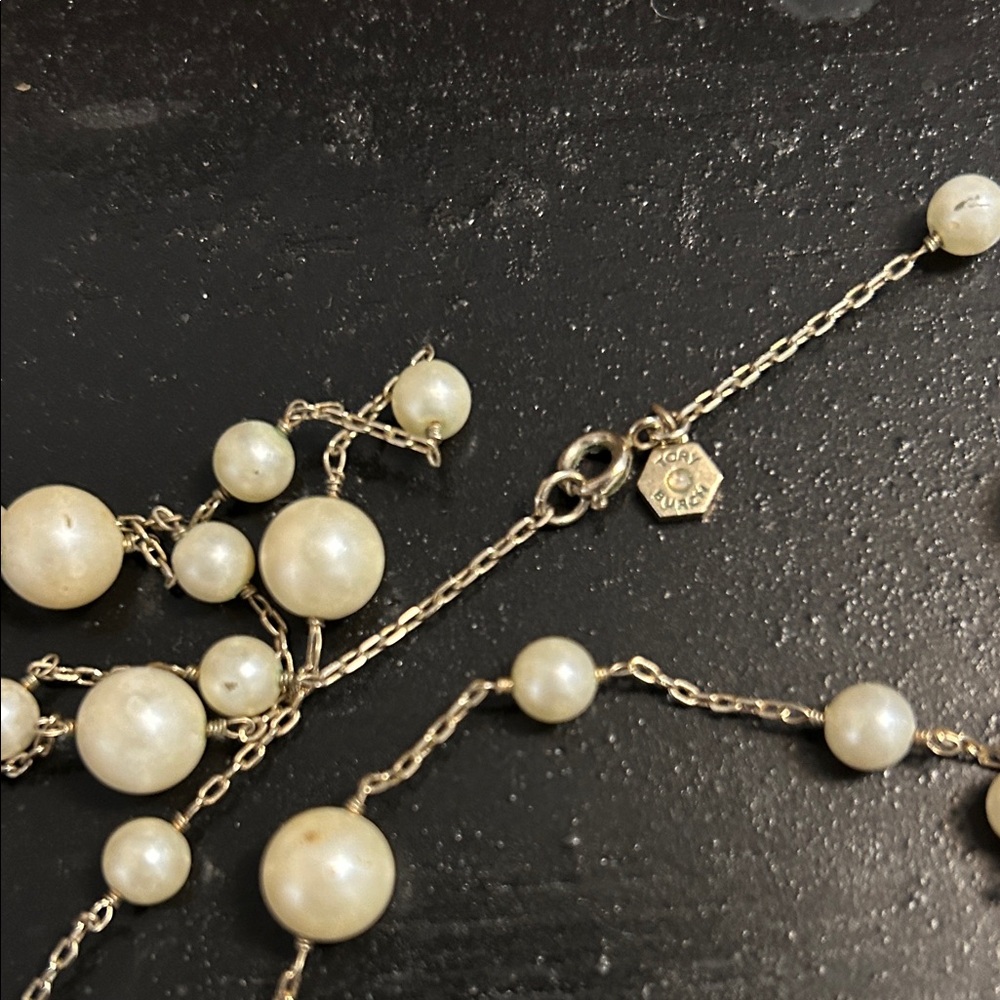 Tory Burch 36” Kira Elegant Pearl Necklace with Gold Accents - Picture 3 of 4